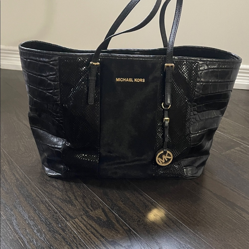 Michael Kors Black Textured Tote